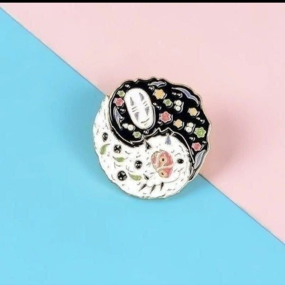 Elegant Yin Yang Enamel Brooch Spirited Away Anime Manga Studio Ghibli